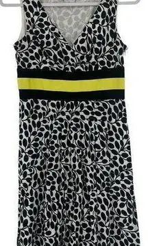 Van Heusen Y2K Babydoll Sleeveless Dress Sz 4 Preppy Office Leaf Midi Retro Mod