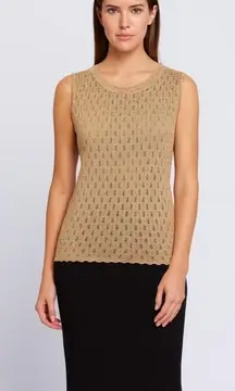 St. John Collection Shell & Skirt Santana Knit Wool Blend Classic Black & Gold L