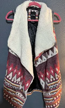 Me Jane Red and Cream Aztec Teddy Jacket