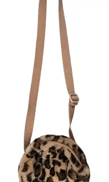 Aerie Faux Fur Leopard Print Round Crossbody Bag NWT