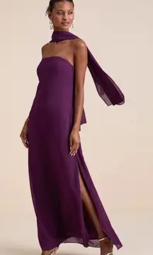 Lulus Plum Strapless Maxi Dress with Scarf