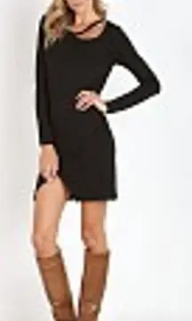 LNA Rey Dress Black Soft Stretch Jersey Knit Cutout Medium Minimal Basic Revolve