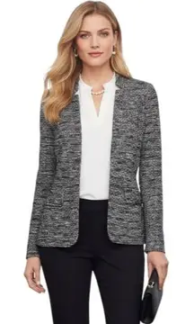 Talbots Petites 2P Berkeley Black & White Tweed Knit Blazer Nubby Cozy