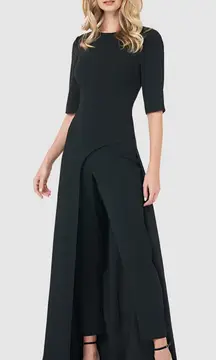 Kay Unger Davina Romper Walk Thru Jumpsuit Dress Black size 12‎