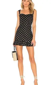 Privacy Please Lily Mini Dress Size XL Black Polka Dot Ruffle Sleeveless Linen