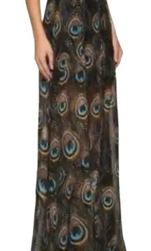 Like New Show Me Your Mumu Peacock Feather Maxi Skirt Size Small
