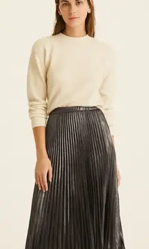 NEW The Isobel Silky Pleated Skirt by Maeve Size Medium Color Black Grey