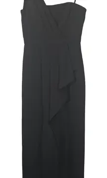 BCBGMAXAZRIA Dress Womens 6 Black Kristine One Shoulder Gown Formal Evening NYE