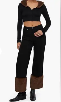 WeWoreWhat Faux Fur Straight Leg Jean