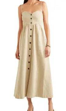 Kaia Denim Button-Front Maxi Dress w/ Removable Straps