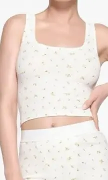 Skims Women’s Cotton Rib Cropped Tank Tops XXS & Legging XS Marigold Rosebud