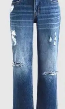 Flamingals Ripped Distressed Raw Hem Straight Leg Jeans Women’s Blue Size L 6-8