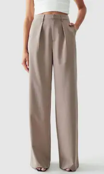 Rumored Flowy Wide Leg Trouser Pants in Tan Size Small