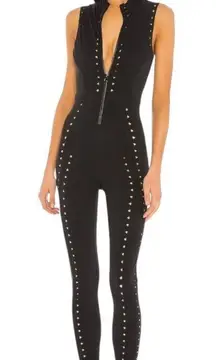 New Gigi C Sarah Zip Up Cutout Jumpsuit Catsuit Black M