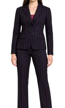 Ann Taylor Wool Blazer Pants Suit Set Womens 2P Plum Purple Pink Career Lined