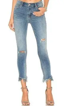 Free People Size 25 Great Heights Frayed Hem Skinny Jeans Distressed Low Rise