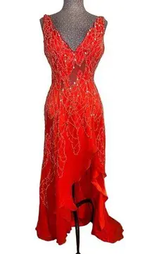 Jasz Couture Silk Orange Sequin Dress Size 2