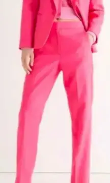 J. Crew Petite Kate Straight-Leg‎ Pant in Stretch Linen Blend Hot Pink Size 4P