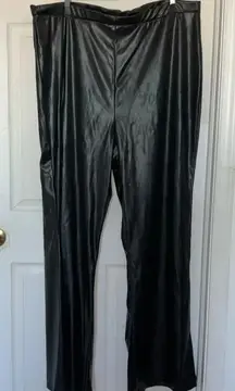 PrettyLittleThing Plus Flare Black Faux Leather Trousers Size 3X