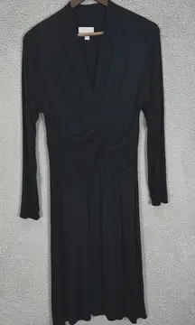 Pure Collection Dress Womens 10 Black‎ Quiet Luxury Midi Boho Minimalist Preppy