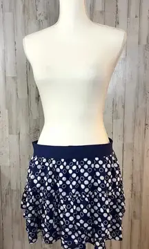 Vintage‎ Y2k Aeropostale Women's Navy Blue Polka Dot Ruffle Skirt Size Large