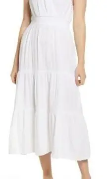 Beachlunchlounge Yuna Cotton Poplin Tank Top V-Neck Midi Dress White Size Small