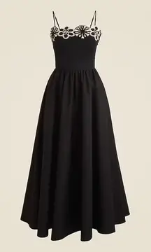 J Crew Crocheted Elegant Black Floral Dress