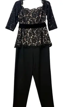 ELIZA J NWT black lace peplum pants jumpsuit 8 M
