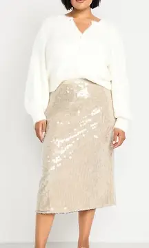 High-Waisted Sequin Midi Pencil Skirt 