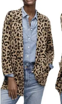 J.Crew Size XS Sophie Open Front Leopard Cardigan Sweater Blazer Relaxed Fit