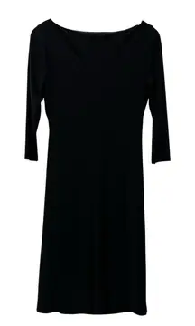 American Living Womens Black Sheath Dress 3/4 Sleeve Midi Length Ruching Size 8