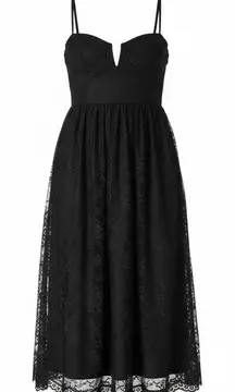 Lulu’s Dreamy Entrance Black Lace Bustier Midi Dress Size Small Formal Party