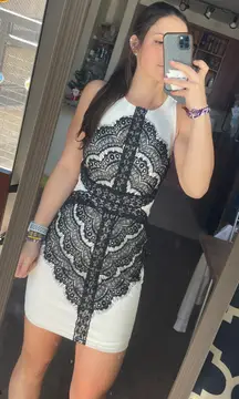 White Lace Open Back Dress