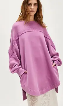 NEW Free People Taylor Sweatshirt Spring Bud Purple Size Large Oversized Tunic