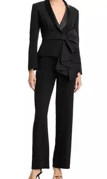 Aidan Mattox by Adrianna Papell Bow Trim Jumpsuit In Black Size 8