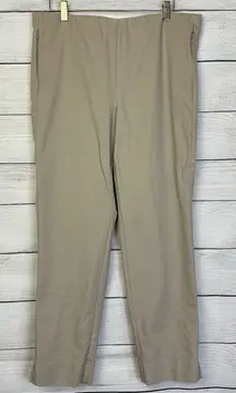 J. Jill Essential Cotton Pants Khaki Knit Stretch Pull‎ On Ankle Womens Size 16