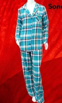 Sonoma  cozy  aqua blue plaid pajamas!