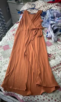 Burnt Orange Wrap Dress