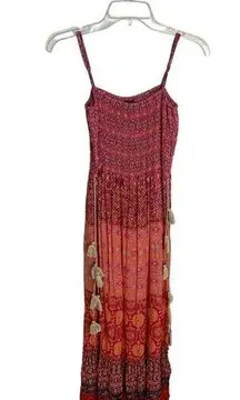 Love Sam Maxi Dress Size M Boho Smock Top Multicolor Bali Summer Lined Flowy