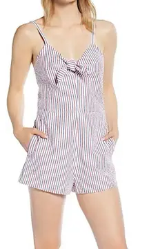 Vineyard Vines Seersucker Romper 00 Preppy Tie Front Cotton Fourth of July White