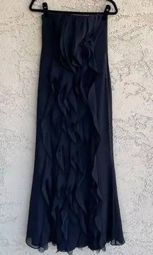 White by  Women’s Black Chiffon Strapless Bridesmaid Maxi Dress Size 4