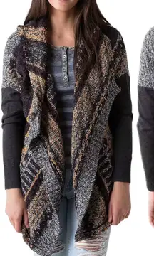 BKE Open Weave Knit Cardigan Sweater Women's Large Eclectic Grandpa Western Wool