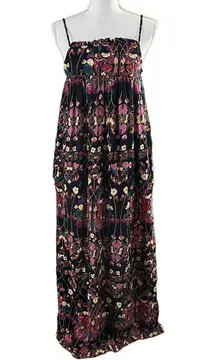 Anthropologie Size S Quilted Bodice Floral Print Maxi Dress