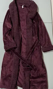 Joyspun Red Burgundy Fleece Plush Bathrobe Robe Dressing Gown Size L ♥️