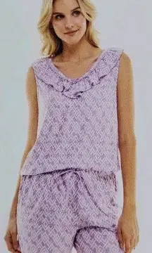 Berkley Jensen Lavender Ruffle Pajama Set Size L
