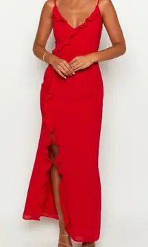 Red Ruffle Maxi Dress