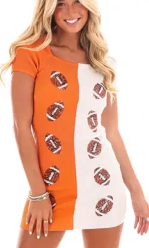 Sequin Football Mini Dress Orange And White