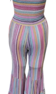 Mainstrip multicolored rainbow stripe palazzo pants jumpsuit 