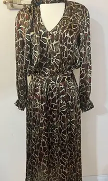 Zara Satiny Animal Print Midi Skirt Set  S/M