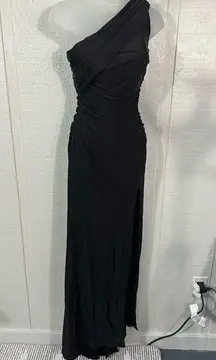 La Femme One Shoulder Black Dress Size 4 NWOT